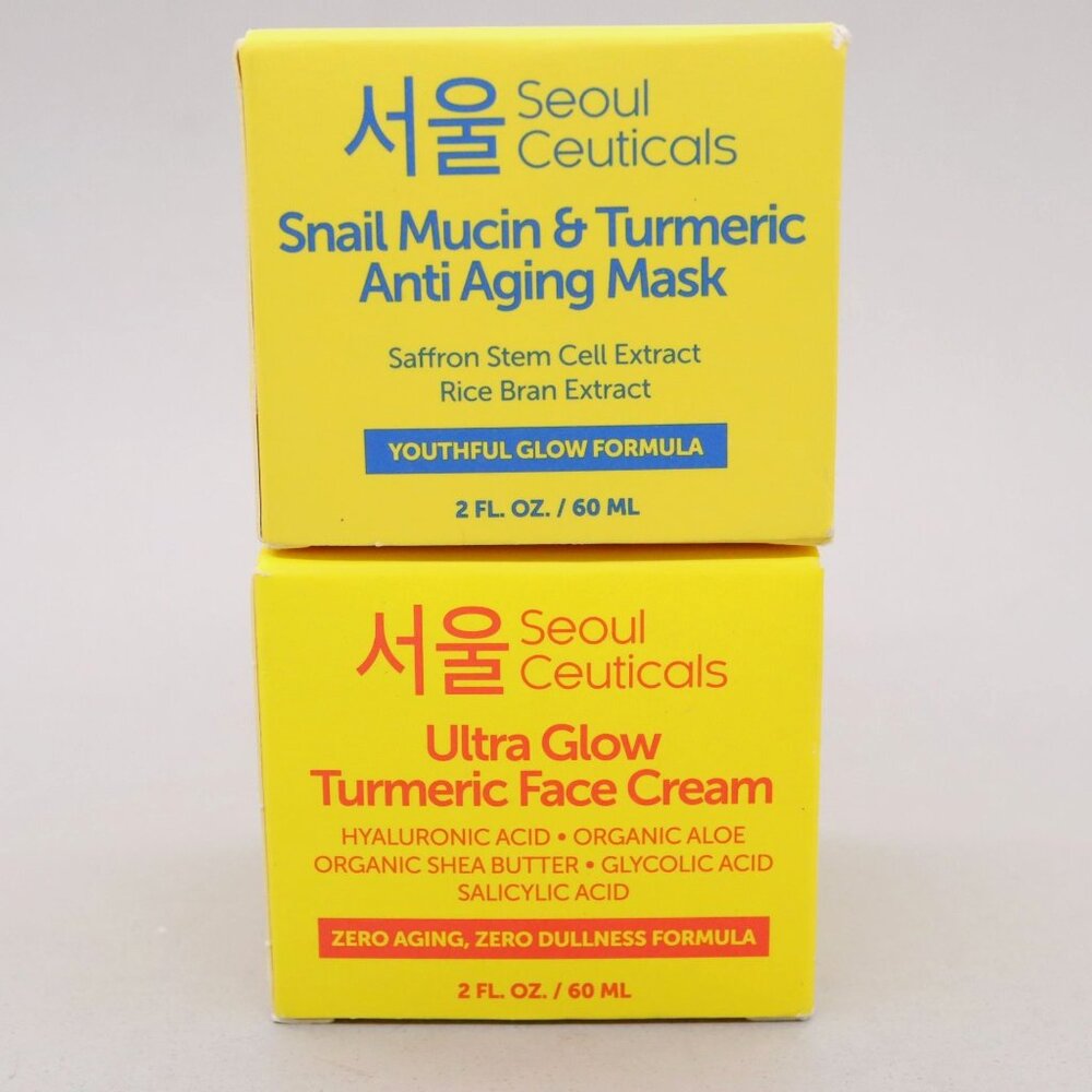 Seoul Ceuticals Ultra Glow Turmeric Cream & Snail Mucin Anti-Aging Mask Set‎